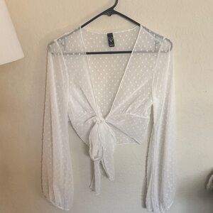 Windsor White Polka Dot Sheer Blouse